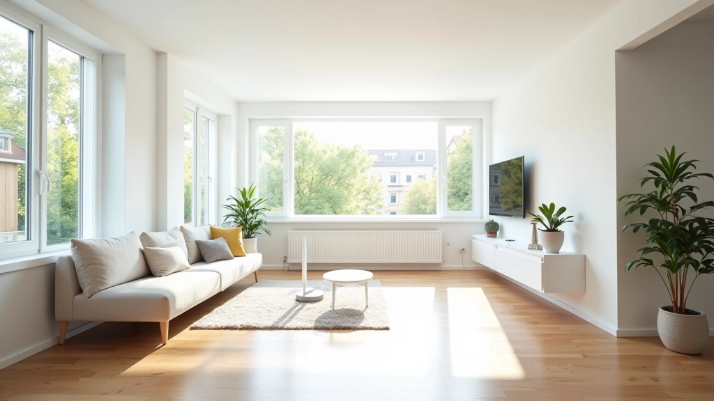 Large before-and-after comparison of renovated apartment showing transformation from dusty to spotless