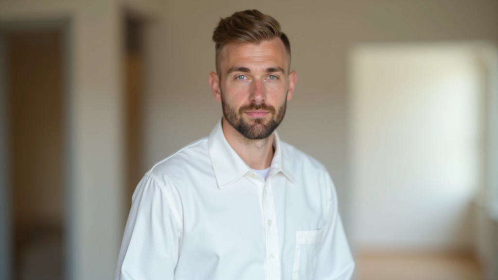 Experienced cleaner in protective equipment, portrait from shoulders up, professional appearance